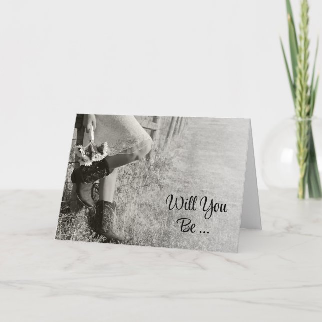Invitation Cowgirl and Sunflower Will you will be My Bridesma (Devant)