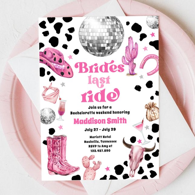 Invitation Cowgirl de l'espace Week-end de Bachelorette Disco (Créateur téléchargé)