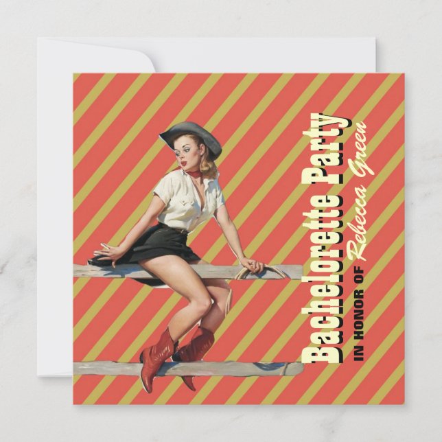 Invitation cowgirl de l'ouest de la bande rétro (Devant)