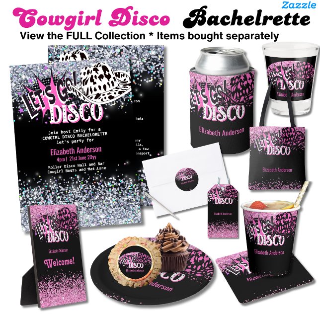 Invitation Cowgirl Disco Bachelorette Lets Go Dernier Ride Ro (Créateur téléchargé)