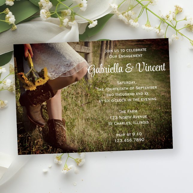 Invitation Cowgirl et Sunflowers Western Engagement Party (Créateur téléchargé)