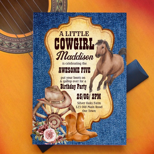 Invitation Cowgirl fête d'anniversaire cheval sauvage et libr (Créateur téléchargé)