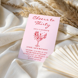 Invitation Cowgirl Martini Cheers to Thirty 30th Birthday