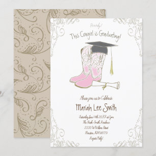 Invitation Cowgirl Pays Western Graduation Party