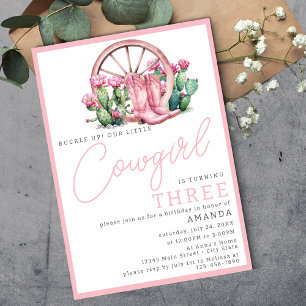 Invitation Cowgirl rose Western Cactus fête d'anniversaire