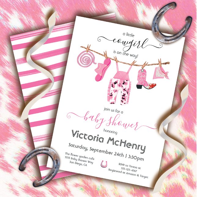 Invitation Cowgirl Western Baby Girl Clothesline Baby shower (Créateur téléchargé)