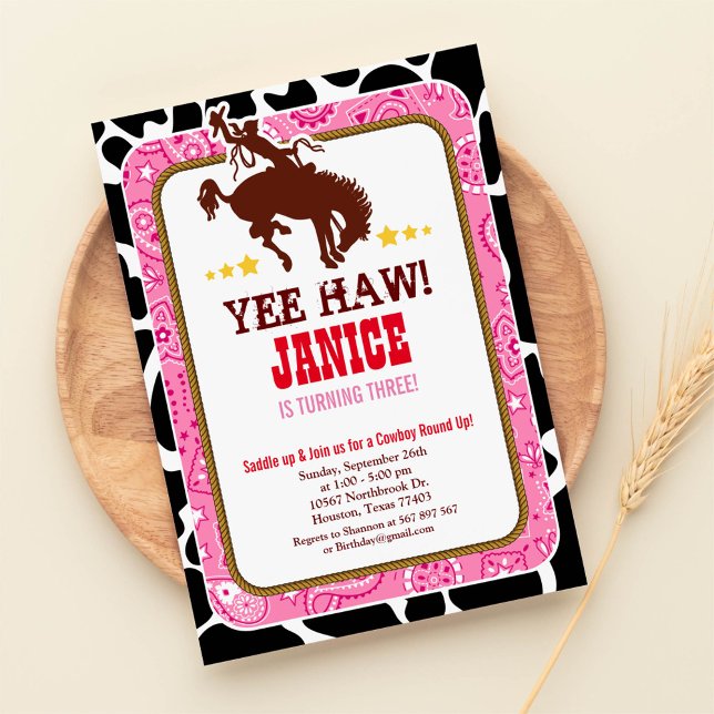 Invitation Cowgirl Western Old West Anniversaire Fête Invitat (Créateur téléchargé)