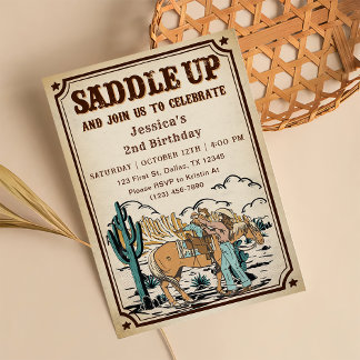 Invitation Cowgirl Western Rodeo Wild West fête d'anniversair