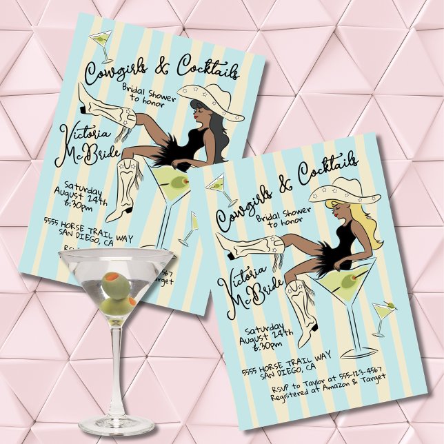Invitation Cowgirls et Cocktails Fête des mariées Martini (Créateur téléchargé)
