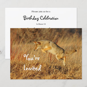 Invitation Coyote Brown Automne Photo Herbe Anniversaire