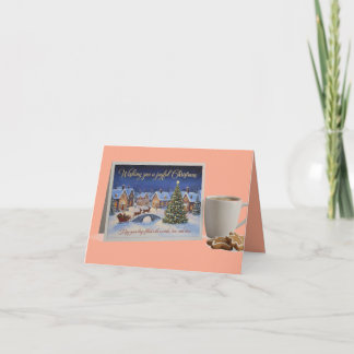 Invitation Cozy Christmas Village Card with Hot Cocoa
