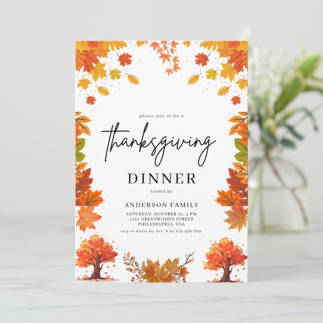 Invitation Cozy Fall Thanksgiving Dinner Party (Debout devant)