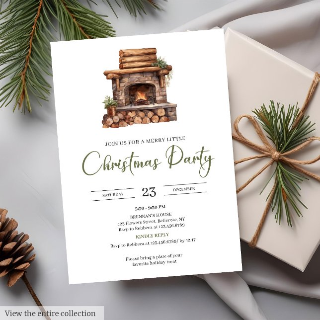 Invitation Cozy Minimalist Neutral Earthy Rustic Christmas  (Cozy Minimalist Neutral Earthy Rustic Christmas Party Invitation)