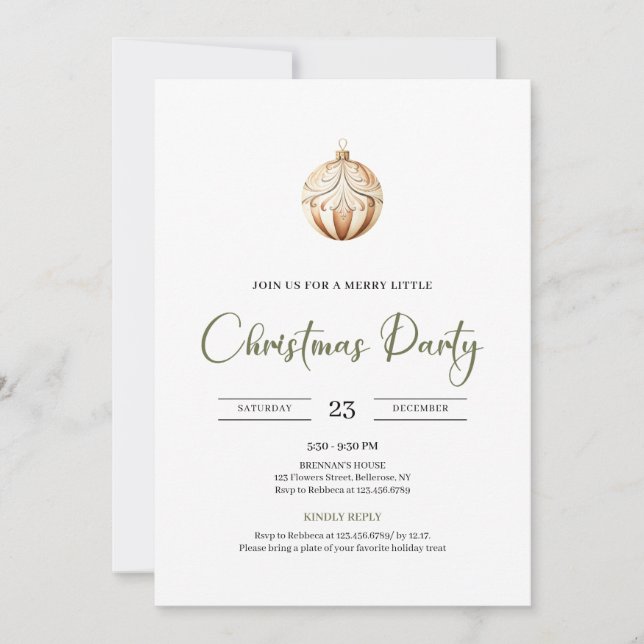 Invitation Cozy Neutral Sage Green Scandinavian Christmas  (Devant)