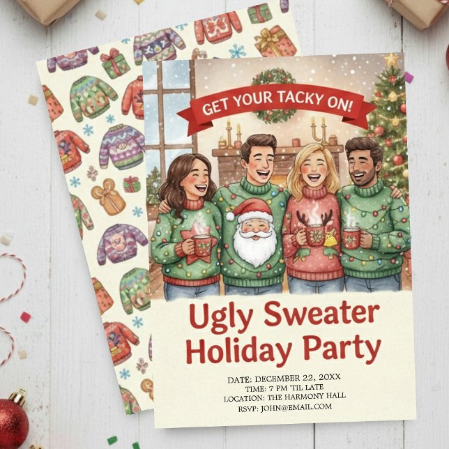 Invitation Cozy Ugly Sweater Holiday Party Hand Painted  (Créateur téléchargé)