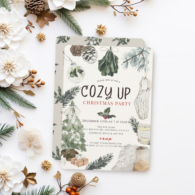 Invitation Cozy Up Comfy Holiday Items Christmas Party (Créateur téléchargé)