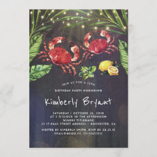 Invitation Crab Boil Beach Palm String Lumières Anniversaire