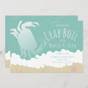 Invitation Crabe blanc bouillonnement fête Sable Ocean Waves 