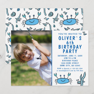 Invitation Crabe Bleu Sea Animaux Shell Boy Photo Anniversair
