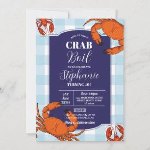 Invitation Crabe bouil fête d'anniversaire Marine Fruits de m
