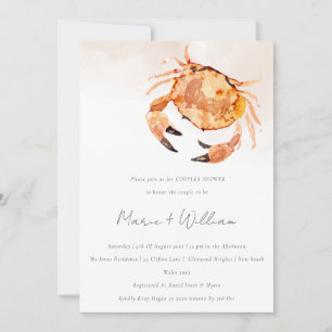 Invitation Crabe Côtier De Sable Orange Couples Nautiques Dou