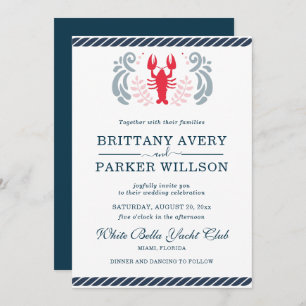 Invitation Crabe Mariage nautique moderne