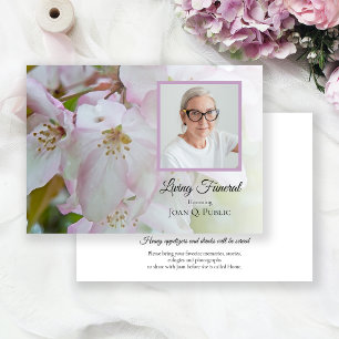Invitation Crabe rose blanc Fleurs de pomme Vivant Fête funér