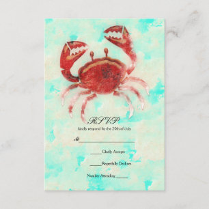 Invitation Crabe Rouge Élégante Réponse Mariage Fiançailles P
