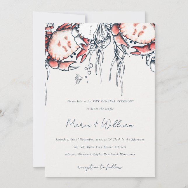 Invitation Crabe sous-marin de la Marine Rouge Renouvellement (Devant)