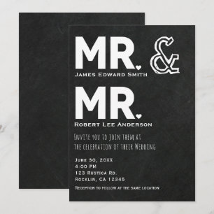 Invitation Craie de tableau noir M. et M. Gay mariage fiançai