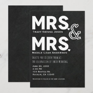 Invitation Craie de Tableau Noir Mme et Mme Mariage Fiançaill