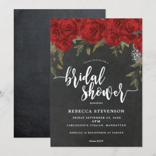 Invitation craie d'invitation à la nuptiale fleurie roses rou