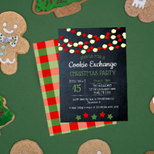 Invitation Cranberry et Popcorn Noël Russe Chalkboard