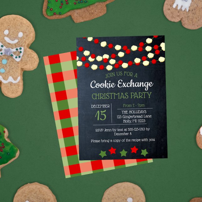 Invitation Cranberry et Popcorn Rustic Chalkboard Noël (Créateur téléchargé)