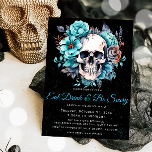 Invitation Crâne Adulte Mangez Boire & Soyez Effrayant Hallow