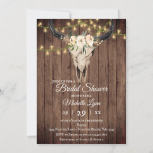 Invitation Crâne boho rustique et lumières sur Fête des marié