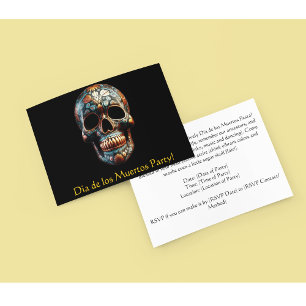 Invitation Crâne de Día de los Muertos Turquoise Or personnal