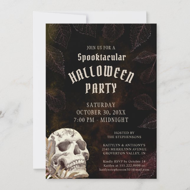 Invitation Crâne de la partie d'Halloween Spooktacular (Devant)