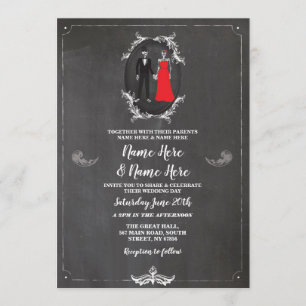 Invitation Crâne de squelettes épousant gothique rustique de