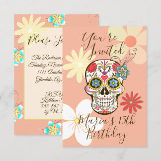Invitation Crâne de Sucre Rose Douce de Hanche de Rose Hippie