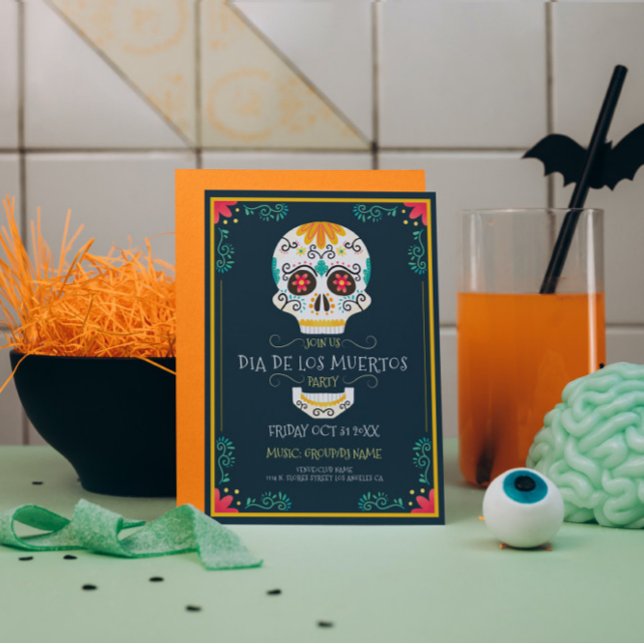 Invitation Crâne de sucres floraux Dia De Los Muertos (Créateur téléchargé)