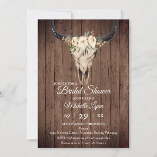 Invitation Crâne de vache boho rustique sur Fête des mariées 