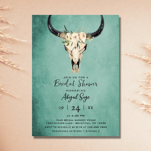 Invitation Crâne de vache florale Boho sur Fête des mariées T