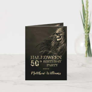 Invitation Crâne déplaisant Halloween 50e anniversaire Fête d