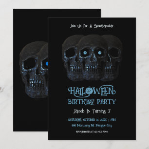 Invitation Crâne drôle Gothique Noir Halloween Anniversaire