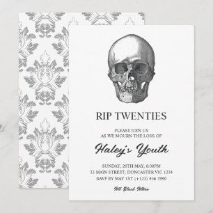 Invitation Crâne Effrayant RIP Twenties 20s Drôle 30e Anniver