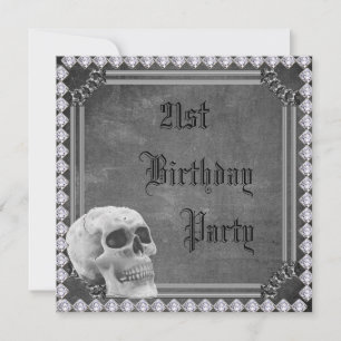 Invitation Crâne et diamants Double face 21e anniversaire
