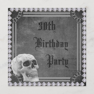 Invitation Crâne et diamants Double face 30e anniversaire