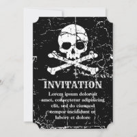 Invitation crâne et os croisés usés