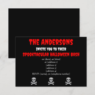 Invitation Crâne et Os d'Halloween